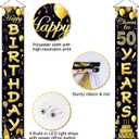 50th Birthday Party Banner Lighted Decorations for Women Men 50 Year Old Lighted Door Banners Black Gold Cheers to 50 Years Birthday Party Supplies Porch Sign with LED Light for Outside Light Decor