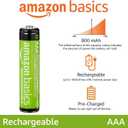 Amazon Basics 16-Pack Rechargeable AAA NiMH Batteries, 800 mAh, 1.2V, Low Self-Discharge, Pre-Charged, Recharge up to 1000x Times, Long-lasting