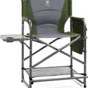 EVER ADVANCED Medium Tall Directors Chair Foldable Makeup Artist Chair Bar Height with Side Table Cup Holder and Pocket Footrest, Supports 400LBS (Green, Seat Height: 23.2 inches)
