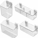 vacane 4 Pack Plastic Over Cabinet Door Organizer, Adhesive Mount Storage Organizer Container Makeup Organizer Hanging Basket Bins for Craft Room, Pantry, Office, Space Saving Holder for Kitchen Bags (Bundle (Small+Medium+Large+Extra Large))