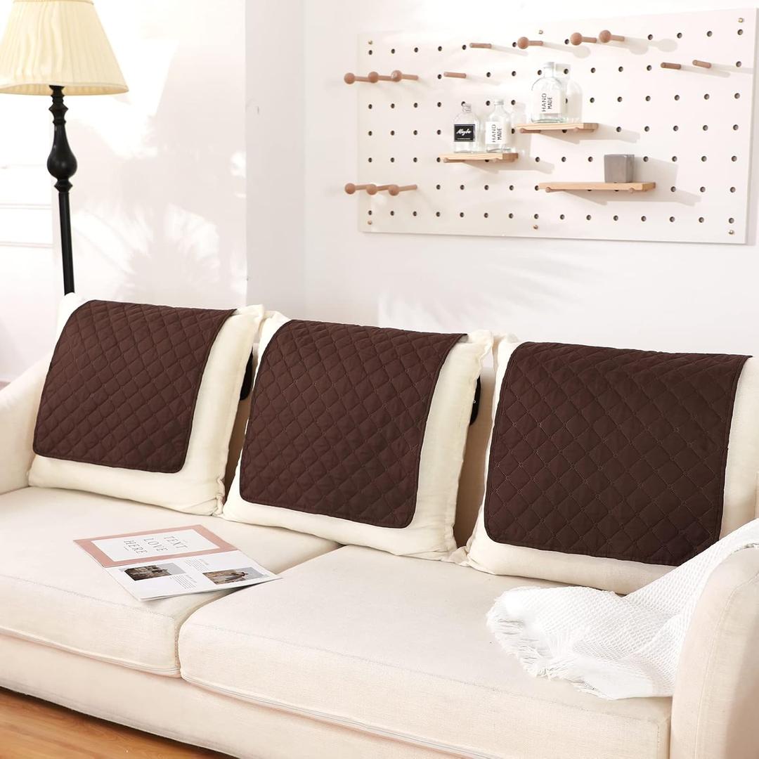 Moukeren 3 Pieces Recliner Headrest Protector Headrest Cover for Recliner Chair Sofa Covers Couch Chair Head Protector for Sofa Furniture Protectors(Brown)