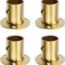 Antrader 4-Pack Stainless Steel Closet Rod Flange- 1 Inch Diameter Adjustable Socket Bracket Support Holder for Pipe, Gold
