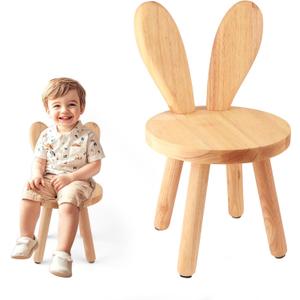 Wooden Step Stool Children Toddler Chair Kids Desk Chair with Non-Slip Foot Mat Wood Wax Oil Craft Sensory Table for Kids Playroom Classroom Home, 2 Pack