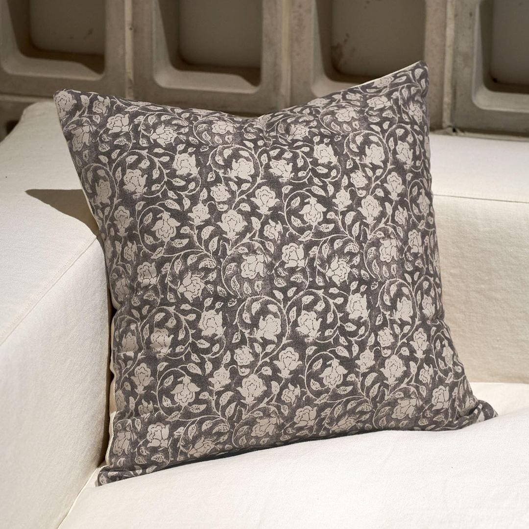 DOMVITUS Floral Pillow Covers 20x20, Throw Pillows for Couch, Floral Print Pillow Cover, Decorative Neutral Accent Throw Pillow Covers for Living Room, 1PC, Taupe