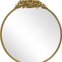 Round Baroque Style Antique Metal Circle Vintage Mirror, Wall Mounted Decorative Mirror for Entryway,Bathroom,Vanity, Retro Gold, 2' ft i