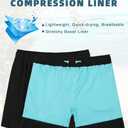 unitop Men's Swim Trunks with Compression Liner Quick Dry Bathing Suit Summer Beach Shorts with Pockets (Black)