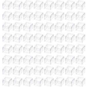 Mini Acrylic Box with Lid, 100 Pack 0.9x0.9x0.7 Inch Small Jewelry Acrylic Display Container Tiny Plastic Square Cube Storage Box for Candy, Pill and Jewelry