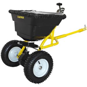 Tow Behind Broadcast Spreader, 85 LBS Capacity Lawn Spreader with 10" Pneumatic Tires, Hopper Cover, Universal Hitch & Adjustable Flow Control for Seed, Fertilizer, Salt and Ice Melt