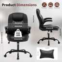 Executive Office Chair PU,Leather Office Chair with Wheels,360° Swivel Rolling Chair with Padded Arms,Ergonomic Computer Chair with Lumbar Support for Short People Use(Black)