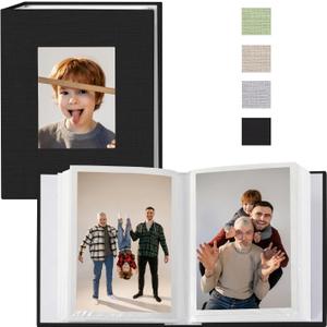 4x6 Small Photo Album Photos Book, Linen Cover Photo Album, 50 Page Holds 100 Pictures, photobook for Anniversaries Vacations, Black