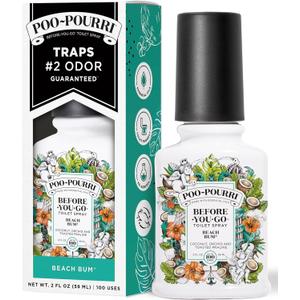 Poo-Pourri Before-You-Go Toilet Spray, Beach Bum, 2 Fl Oz, Up to 100 Uses, Bathroom Odor Deodorizer with Essential Oils for Home or Work, Travel Essentials, TSA Approved Size, Coconut, Orchid Scent