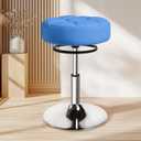 Adjustable Ottoman Vanity Stools - 360 Swivel Height AdjustableComfortable Faux LeatherRubber Protective Floor Makeup Stool For Bathroom VanityBedroomLiving RoomEntrywayOffices (Blue)
