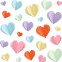 120 PCS Valentines Day Wall Decorations, 3D Heart 6 Colorful Valentine Wall Stickers 4 Size 3D Wall Stickers for Wedding Anniversary Party Bedroom Home Office (6 Colors)