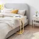 C-Shaped End Table, Small Sofa Table with Metal Frame, Adjustable Height Side Table for Couch, Living Room, Bedroom, Bedside (Gold, Large)