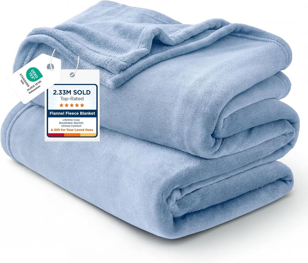 Bedsure GentleSoft Fleece Throw Blanket for Couch Light Blue - Lightweight Plush Fuzzy Cozy Soft Blankets and Throws for Sofa, 50x60 inches