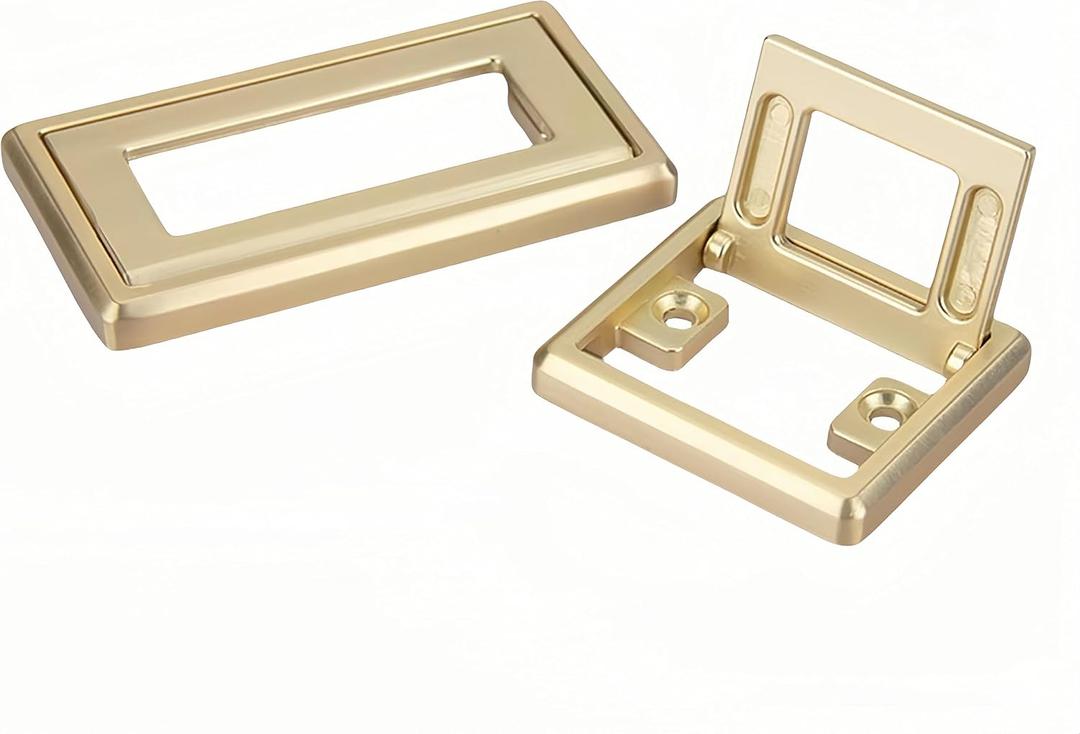 2 Pcs Aluminium Alloy Flip Handle Hidden Door Pull Handles Recessed Drawer Knob for Windows Cabinets Furniture Door W/Screws (Gold, Hole Distance: 64mm)