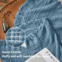 Simple&Opulence Cotton Muslin Throw Blanket for Bed, Couch, Knit Woven Gauze Blanket with Tassels, Soft Lightweight Cozy Pre-Washed Breathable Farmhouse Decoration for All-Season (50 x 60-Inches,Dusty Blue)