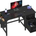 Lufeiya Computer Desk with File Drawers Cabinet, 47 Inch Reversible Home Office Desks with Filing Cabinet for Small Space, Gaming Study Writing Table PC Desks, Black, 46.6"