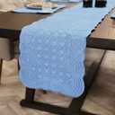 Loom and Mill Quilted Table Runner Farmhouse Style, Natural Fabric Table Top Linen with Scalloped Edge, Easy Care for Kitchen Dinner Party Holidays All Season Everyday Use(13"x 72", Blue)