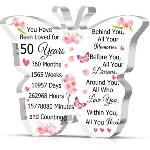 50th Birthday Decorations for Women Men Acrylic Table Sign 50 Anniversary Decor Gift for Men Fifty Years Old Bday Gift for Table Decor 50th Birthday Party Desk Sign Happy Fifty Years Old Acrylic Signs