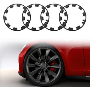 4 Pcs Pack 20'' Wheel Rim Protector for Tesla Model Y, ABS Rim Guard Hubcap Cover Car Protection Tire Trim Rings, Matte Black
