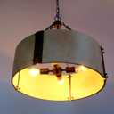 Chandelier Lighting Fixture, 4-Light, Retro White Drum Shade, Rustic Industrial Hand-Painted Pendant for Kitchen Island Living Dining Room Over Table, 23" W x 21.5" H (Retro-White, 23 Inches)