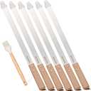 6PCS 23.6" Long Brazilian BBQ Skewers for Grilling, Flat Stainless Steel Kabob Skewers, Metal Koobideh Barbecue Skewer 1" Wide Blade with Silicone Brush for Persian Shish Picanha Adana Kebab