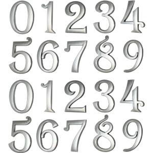 2 Inch Mailbox Numbers, Chrome Door Address Sign Number Stickers for Aprtment Office Home Room, Self Adhesive Install, Metal Shining, Suit for Outside or Indoor.(Silver, 2" - Set of 20)