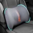 BYMECOST Lumbar Support Pillow for Car, Memory Foam Car Seat Back Support Pillow for Driving, Back Cushion with Strap for Pain Relief, Ergonomic Back Cushion for Office Chair, Wheelchair (Grey)