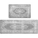 2Pcs Boho Anti-Fatigue Kitchen Mats Non-Slip Cushioned for Kitchen Sink Laundry -Gray