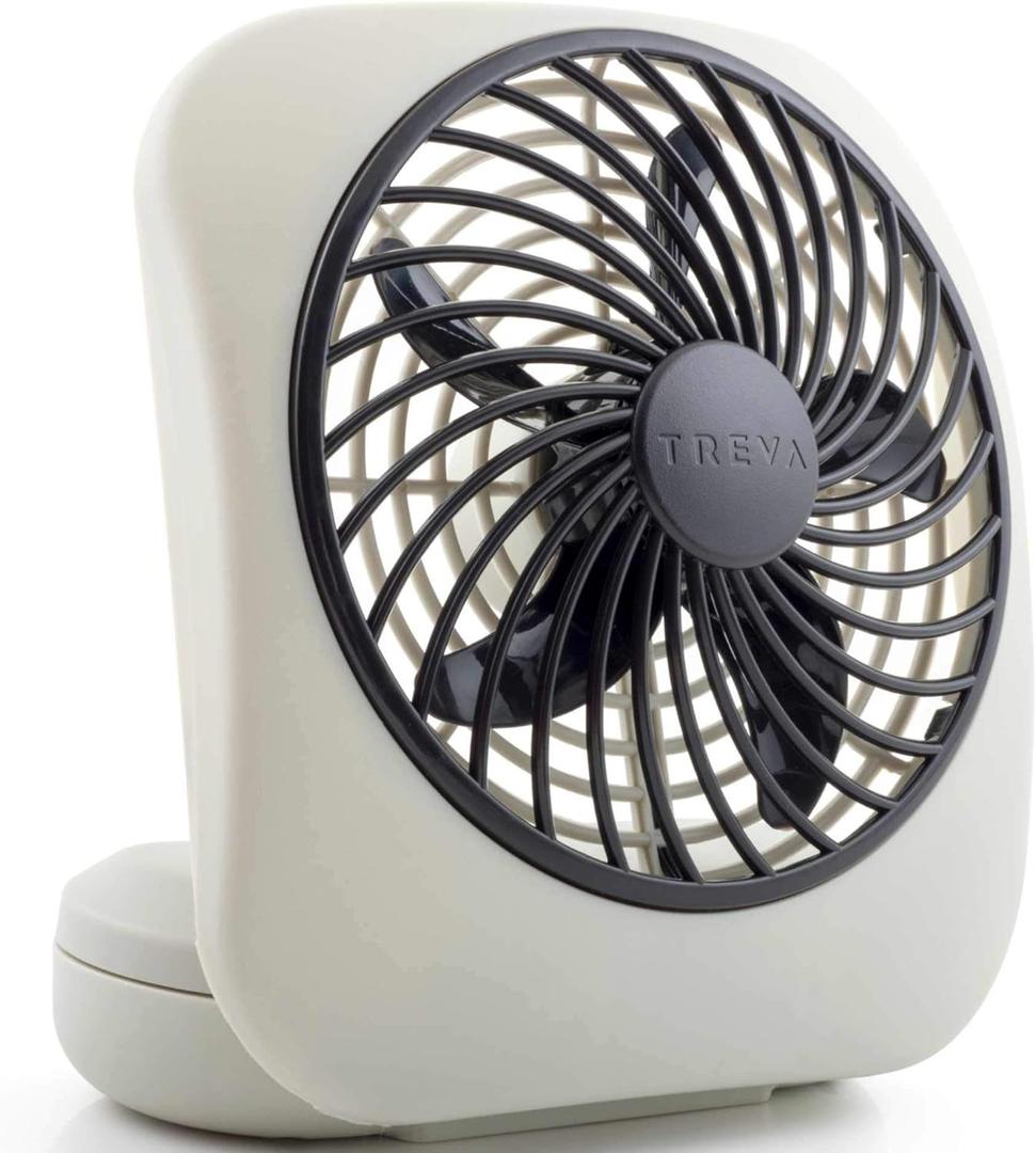 O2COOL Treva 5 Inch Battery Powered Fan Portable Desk Fan 2 Cooling Speeds with Compact Folding & Tilt Design Cubicle Accessories Small Portable (Grey) (1 Unit)