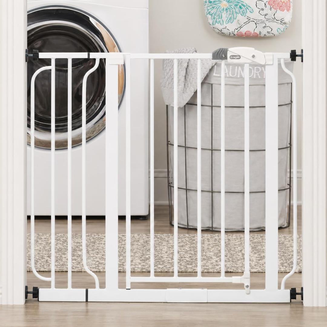 Regalo Safety 29"-38.5" Easy Step Baby Gate, Bottom of Stairs & Doorways
Pressure Mounted with Door, For Babies, Toddlers & Pets, White, Tested & Trusted for 30 Years