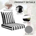 Outdoor Deep Seat Cushions Set of 2, 24x24x4 Inch Water-Repellent & Fade-Resistant Outdoor Chair Cushions, Patio Furniture Cushions with Handle for Garden Wicker Chair Sofa (Black White Stripe)