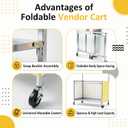 Woanger Portable Foldable Vendor Cart with Canopy, Yellow, 47.2 x 23.6 inches