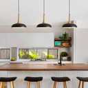 Black Pendant Lights Kitchen Island,Modern Pendant Light Fixtures,Farmhouse Adjustable Hanging Pendant Lighting for Foyer Entryway Hallway Bedroom Dining Room Living Room,Faux-Wood,Small 12.6 inch