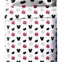 Jay Franco Kids Sheet Set with Fitted, Flat Sheets & Pillow Cover - Ultra-Soft Bedding with Pillowcase for Room Decor, White - Mickey Mouse, 3 Piece Twin