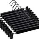 Skirt HangersPants Hangers with Clips360°  Swivel Hooks Space Saving Hangers for Pants, Skirts, Clothes, Jeans (10Pack, Black)