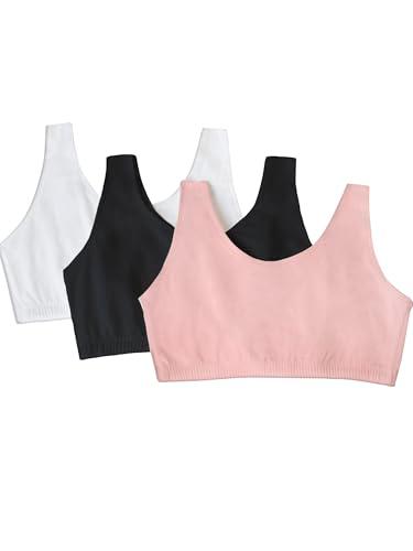 3 Pcs Fruit of the Loom Women's Cotton Tank Bra-Ultimate Comfort & Breathable Fit, Size 38