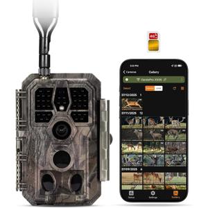 GardePro X50S Cellular Trail Camera (NonWiFi), Preloaded SIM Card, Shared Data Plan, Camera Sharing, 100ft No-Glow IR, 0.1s Trigger, Motion Detection