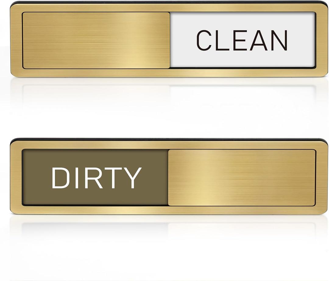 Dishwasher Magnet Clean Dirty Sign - Stainless Steel Dishwasher Magnet Sign - Clean & Dirty Dishwasher Slider Indicator - Kitchen Organizers and Storage