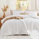 Bedsure Queen Comforter Set White, Soft Prewashed Queen Size Bedding, Quilted Comforter with Cloud Design, Down Alternative Comforter for All Seasons, 3 Pieces Bed Set with 2 Pillow Shams