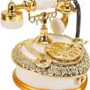 Big Vintage Telephone Jewelry Box 7x8" with Drawer - Heart Shaped Trinket Music Boxes with Retro Dial, Victorian Storage, Cute Antique Gifts for Women, Unique Style Home Decoration, Shelf Decor