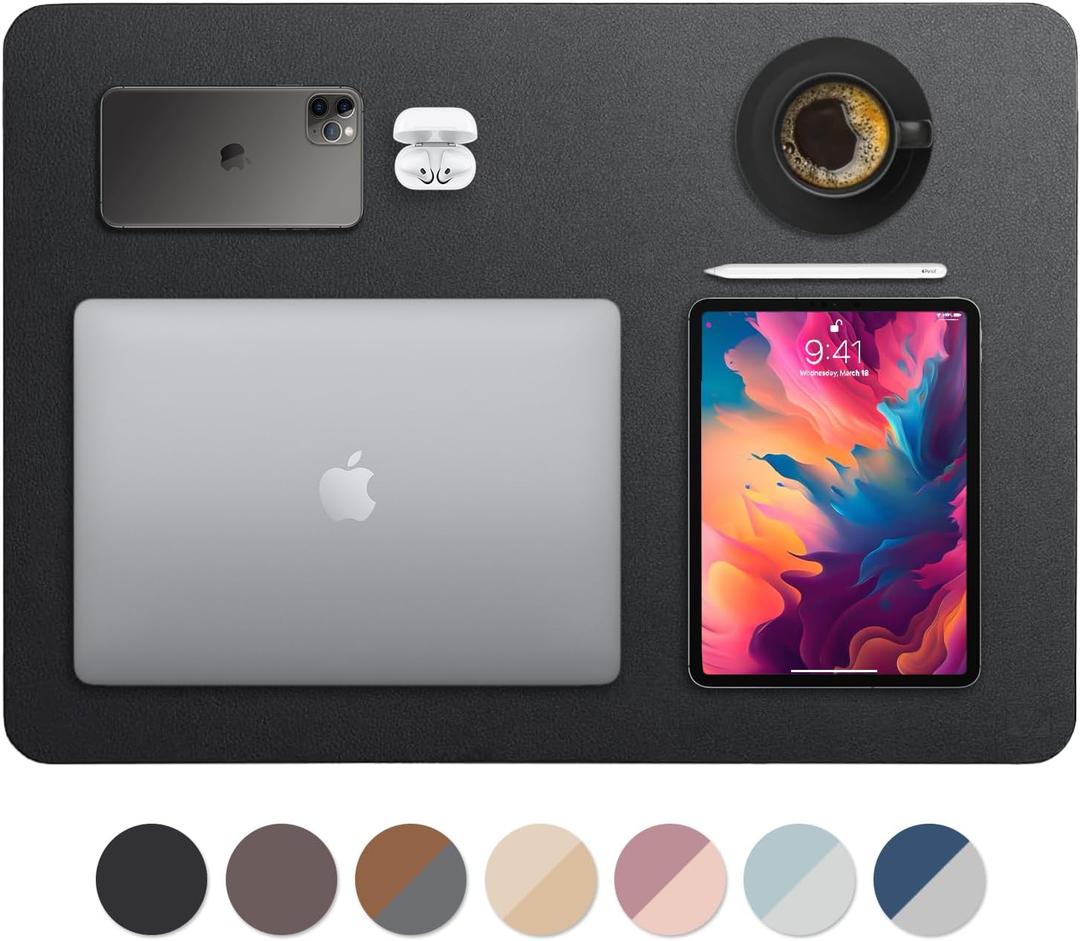 Vine Creations Leather Desk Mat 24" x 17", Desk Protector, PU Leather Desk Pad, Small Desk Pad Mat, Desk Blotter, Desk Pads on Top of Desks, Small Desk Mat for Home or Office (Black)