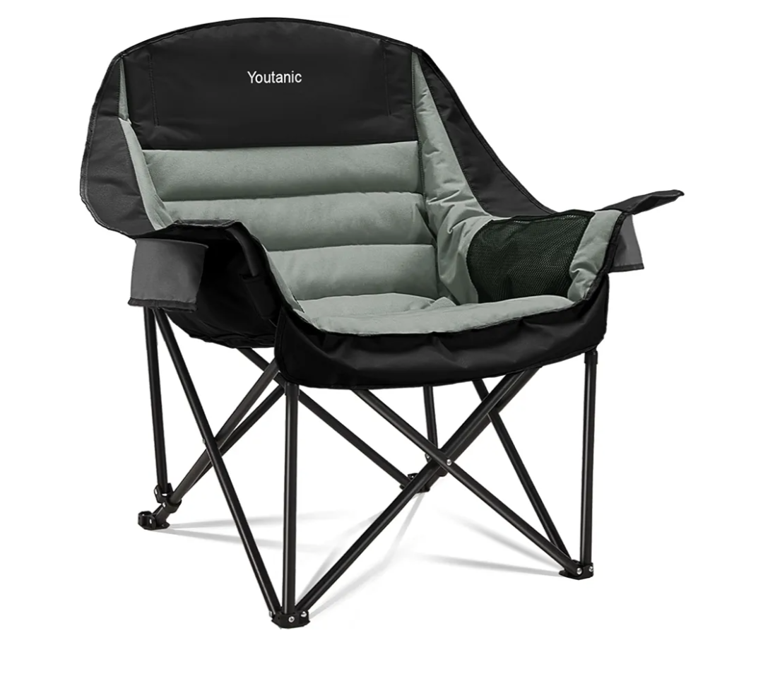 Oversized Camping Chair, Portable Folding Camping Chairs with Side Pocket, Cup Holder and Carry Bag, Heavy Duty Outdoor Camping Chairs for Adults, Fishing, Sports, Trip, up to 400lbs, Style 4