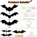 3 x 12 Pack Halloween Decorations Hanging Bats - 3 Style Scary Hanging Bat Set with 3D Bats Sticker, Outdoor Scary Flying Bats Set for Yard, Haunted House, Party - Indoor Outdoor Waterproof Decor