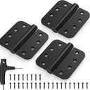 KOLET Self Closing Door Hinges, 4 x 4 Inches With Auto Close, Heavy Duty Stainless Steel, 5/8" Radius Corners Spring Hinges, Long Lasting, Matte Black, 3 Pack