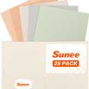 SUNEE Folders with Pockets (25 Pack, Pastel Colors), 2 Pocket Folders Fit Letter Size Paper, Paper File Folder for School Office Home Business
