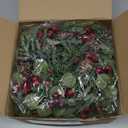 Dingion 6 Pcs Mini Christmas Kitchen Cabinet Wreath Small Christmas Wreath Decorations Norfolk Pine Artificial Berries Snowy Pine Garland with Red Ribbon for Xmas Table Centerpiece Front Door Decor