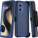 Qinmay Phone Case for Motorola Moto Edge 5G 2024 Case, Heavy Duty Shockproof & Dropproof 3-Layer Cover Phone Case for Motorola Moto Edge 2024(BeltClip_Blue)