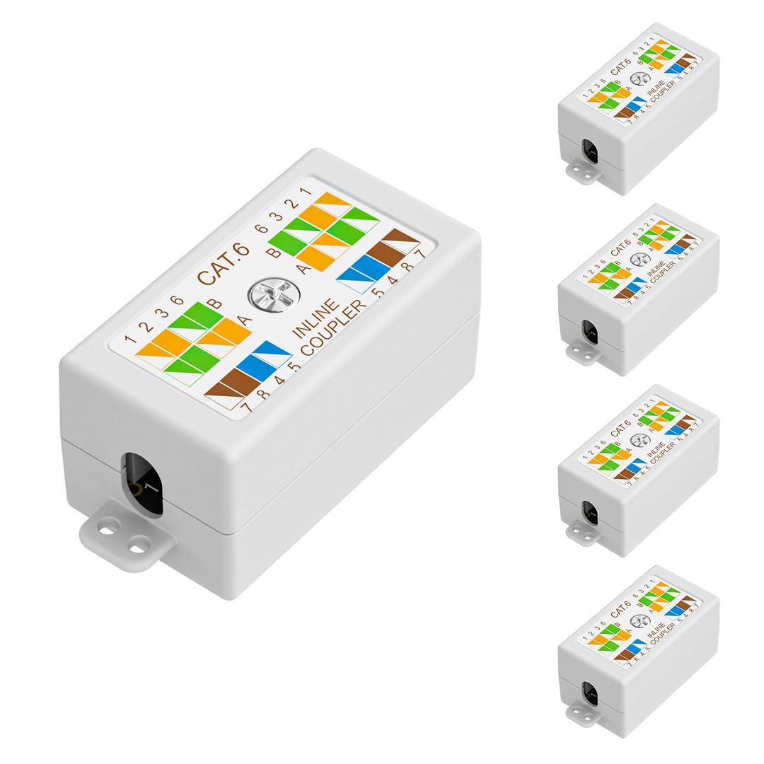 Iwillink 5-Pack Ethernet Junction Box,Cat6 Junction Box, Punch Down Type (Unshielded)